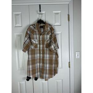 Plains Mens Vintage Plaid Pearl Snaps Shirt Size Large Tall